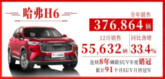 哈弗SUV发布2020年12月销量数据