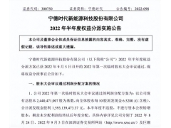 宁德时代：半年报推10派6.528元