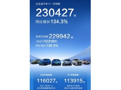比亚迪：新能源汽车11月销售230427辆